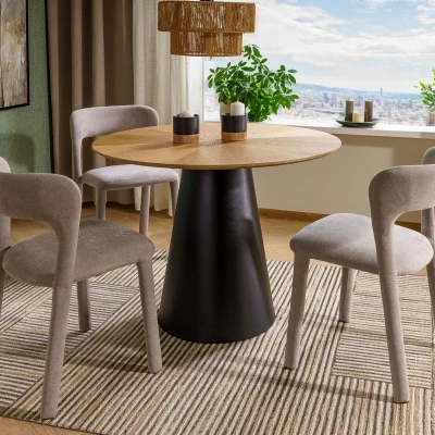 Malý kulatý jídelní stůl ARLO - dub / černý
