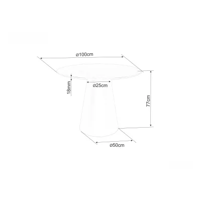 Malý kulatý jídelní stůl ARLO - šedý mramor / černý