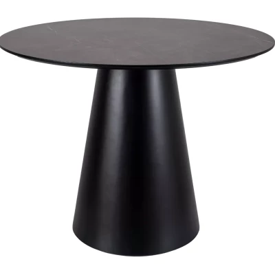 Malý kulatý jídelní stůl ARLO - šedý mramor / černý