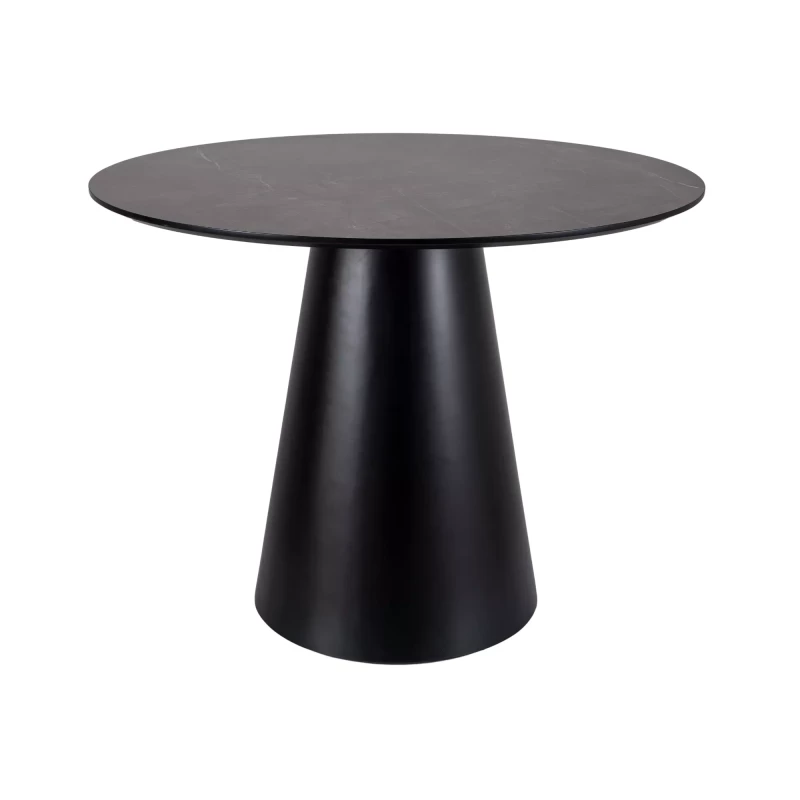 Malý kulatý jídelní stůl ARLO - šedý mramor / černý