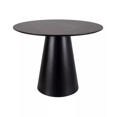 Malý kulatý jídelní stůl ARLO - šedý mramor / černý