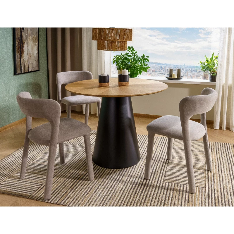 Kulatý jídelní stůl ARLO - dub / černý