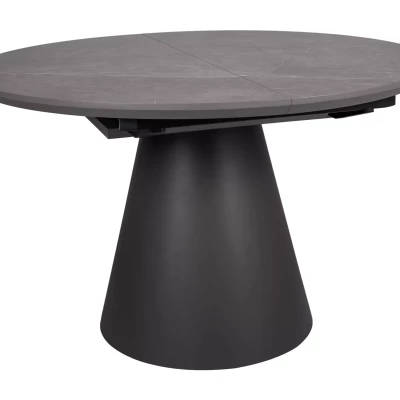 Kulatý rozkládací jídelní stůl ARLO - šedý mramor / černý