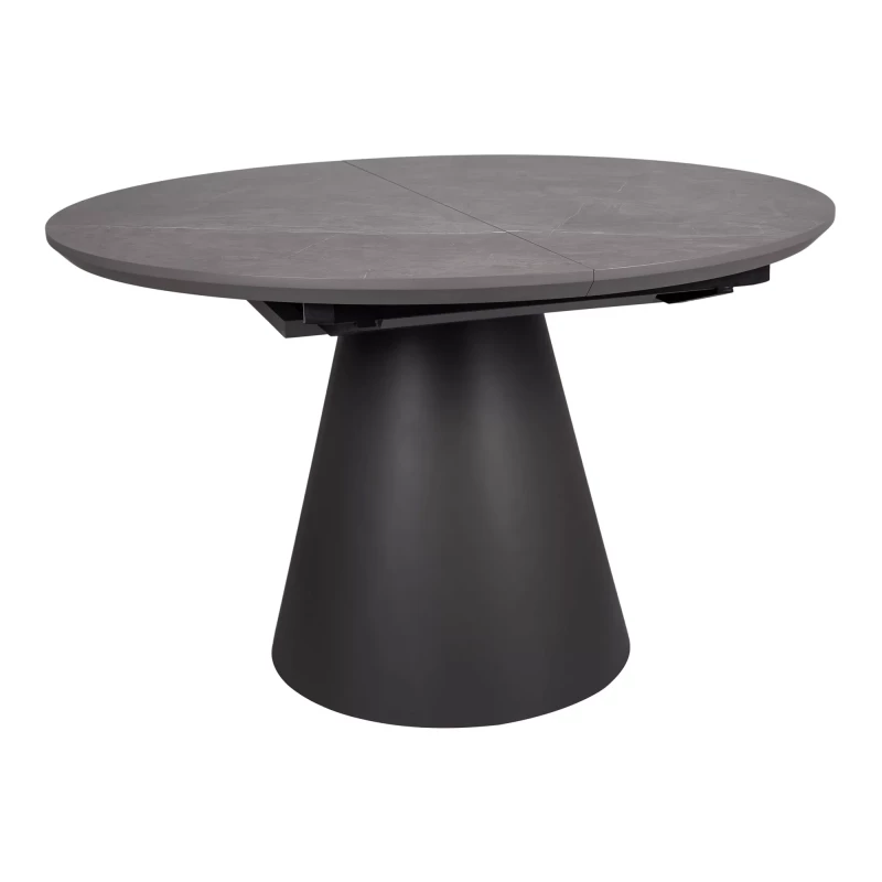 Kulatý rozkládací jídelní stůl ARLO - šedý mramor / černý