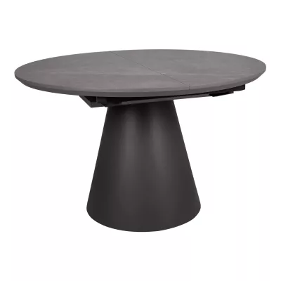 Kulatý rozkládací jídelní stůl ARLO - šedý mramor / černý