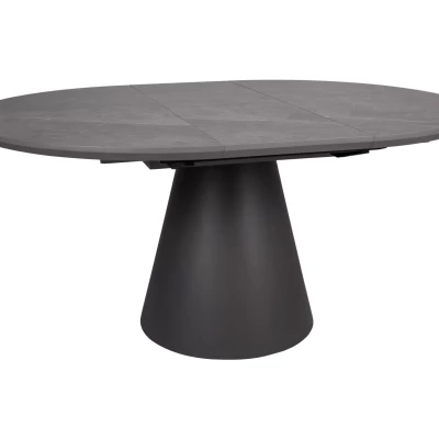 Kulatý rozkládací jídelní stůl ARLO - šedý mramor / černý