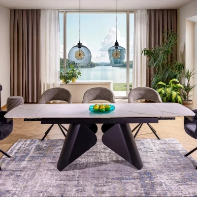 Rozkládací jídelní stůl 160(240)x90 VANGEL - bílý / černý