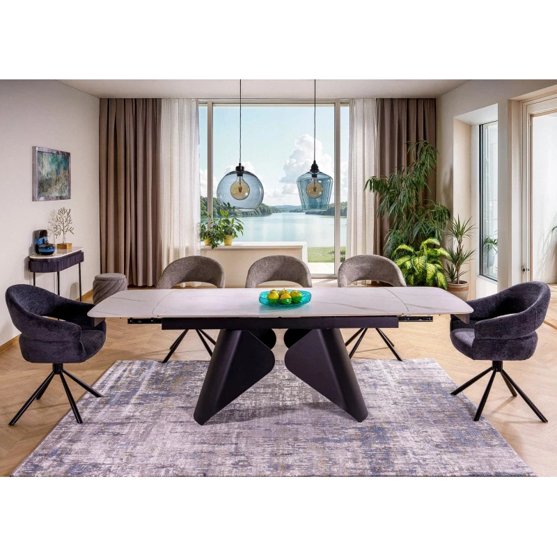 Rozkládací jídelní stůl 160(240)x90 VANGEL - bílý / černý