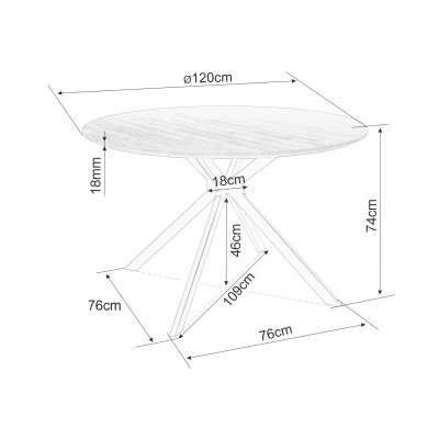 Kulatý jídelní stůl ATTILA - bílý mramor / černý