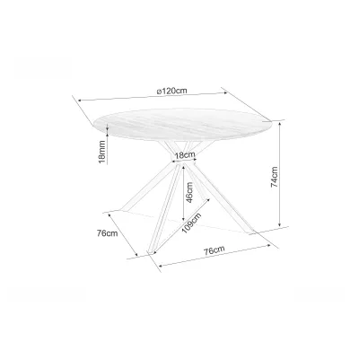 Kulatý jídelní stůl ATTILA - bílý mramor / černý