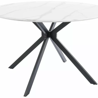 Kulatý jídelní stůl ATTILA - bílý mramor / černý