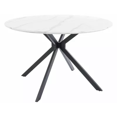 Kulatý jídelní stůl ATTILA - bílý mramor / černý