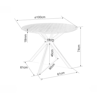 Malý kulatý jídelní stůl ATTILA - dub / černý