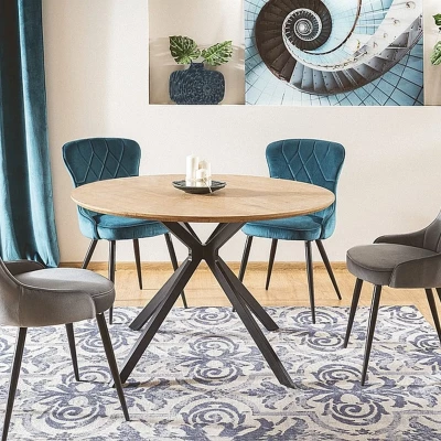 Malý kulatý jídelní stůl ATTILA - dub / černý