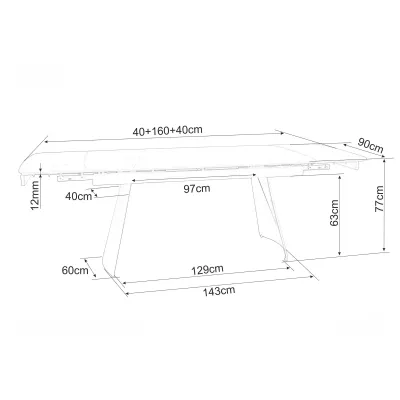 Rozkládací jídelní stůl 160(240)x90 TAITO - černý