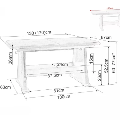 Rozkládací konferenční stolek METOD - wenge