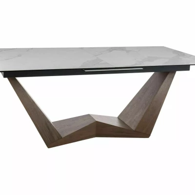 Rozkládací jídelní stůl ARMEN - bílý / ořech