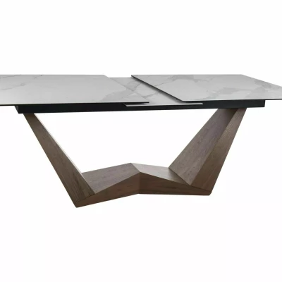 Rozkládací jídelní stůl ARMEN - bílý / ořech