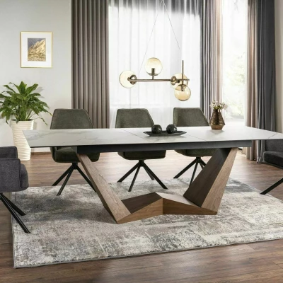 Rozkládací jídelní stůl ARMEN - bílý / ořech