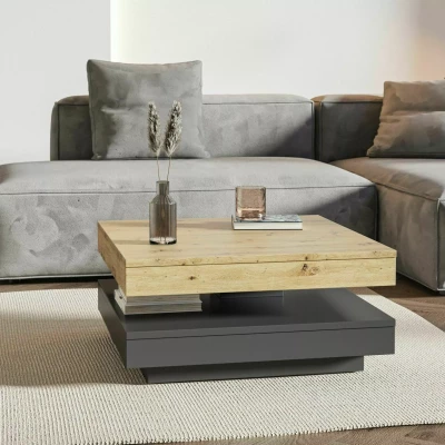 Konferenční stolek ADRIANO - antracit / dub artisan