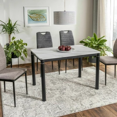 Malý jídelní stůl HAJK 1 - bílý mramor / černý