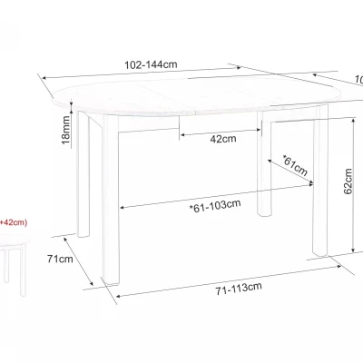 Rozkládací jídelní stůl EMERSON 1 - kašmír / dub cremona