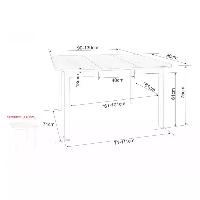 Malý rozkládací jídelní stůl EMERSON 2 - kašmír / dub cremona