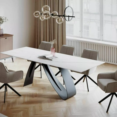 Rozkládací jídelní stůl HELIO - bílý / černý