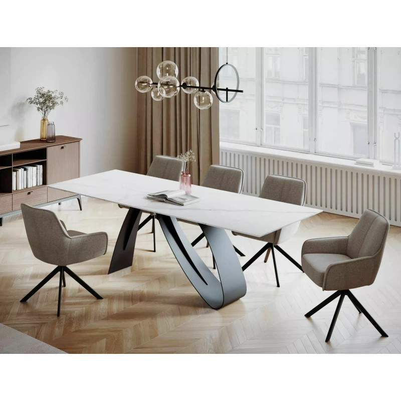 Rozkládací jídelní stůl HELIO - bílý / černý