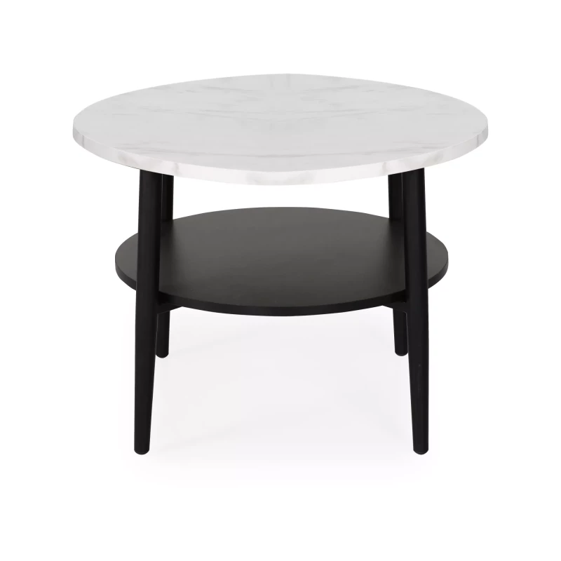 Konferenční stolek BRANKO 2 - bílý mramor / černý