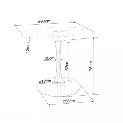 Kulatý jídelní stůl BRODIE - bílý mramor / bílý