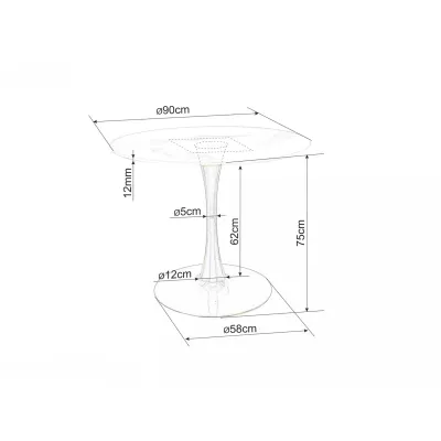 Kulatý jídelní stůl BRODIE - bílý mramor / bílý