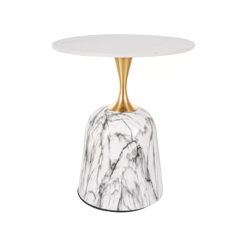Designový konferenční stolek DOMICELO - bílý / zlatý / bílý mramor