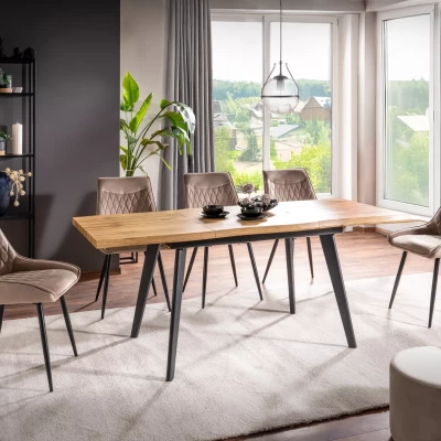 Rozkládací jídelní stůl 150(210)x90 DORIAN - dub artisan / černý