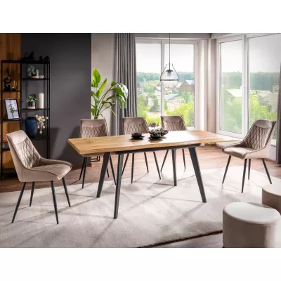 Rozkládací jídelní stůl 150(210)x90 DORIAN - dub artisan / černý