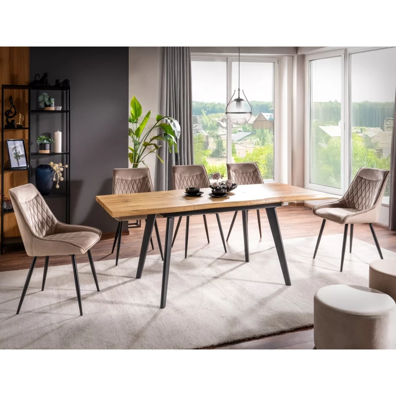 Rozkládací jídelní stůl 150(210)x90 DORIAN - dub / černý