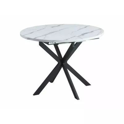 Malý rozkládací jídelní stůl EVELIO - bílý mramor / černý