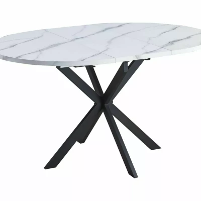 Malý rozkládací jídelní stůl EVELIO - bílý mramor / černý