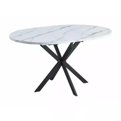 Malý rozkládací jídelní stůl EVELIO - bílý mramor / černý