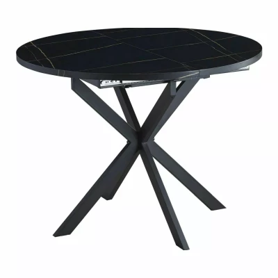 Malý rozkládací jídelní stůl EVELIO - černý mramor / černý