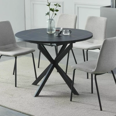 Malý rozkládací jídelní stůl EVELIO - černý mramor / černý