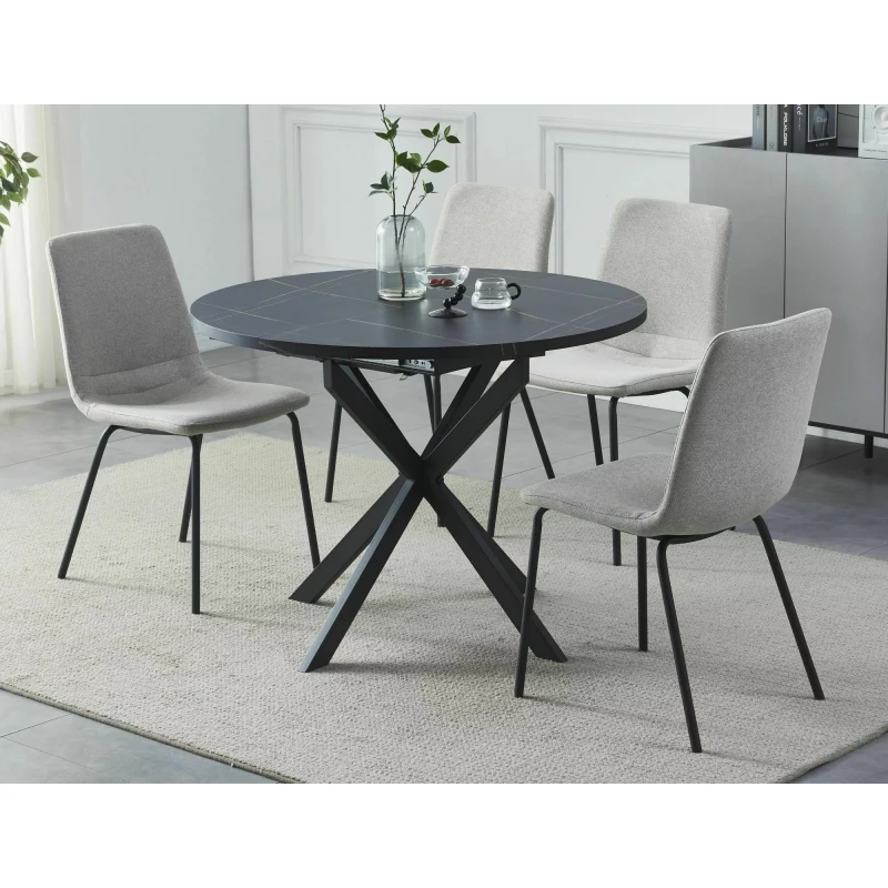 Malý rozkládací jídelní stůl EVELIO - černý mramor / černý