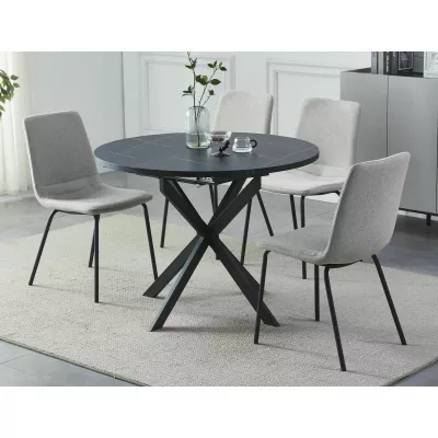 Malý rozkládací jídelní stůl EVELIO - černý mramor / černý