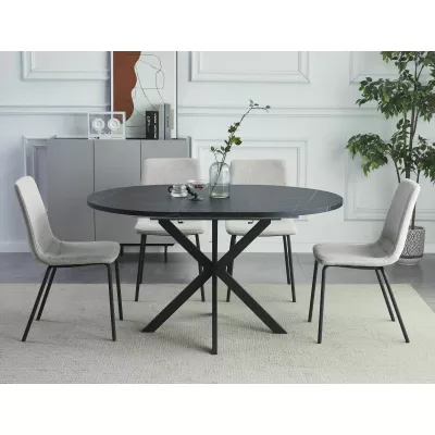 Malý rozkládací jídelní stůl EVELIO - černý mramor / černý