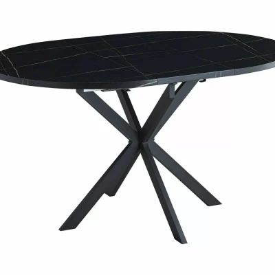 Malý rozkládací jídelní stůl EVELIO - černý mramor / černý