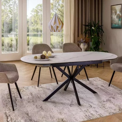 Rozkládací jídelní stůl EVELIO - bílý / černý