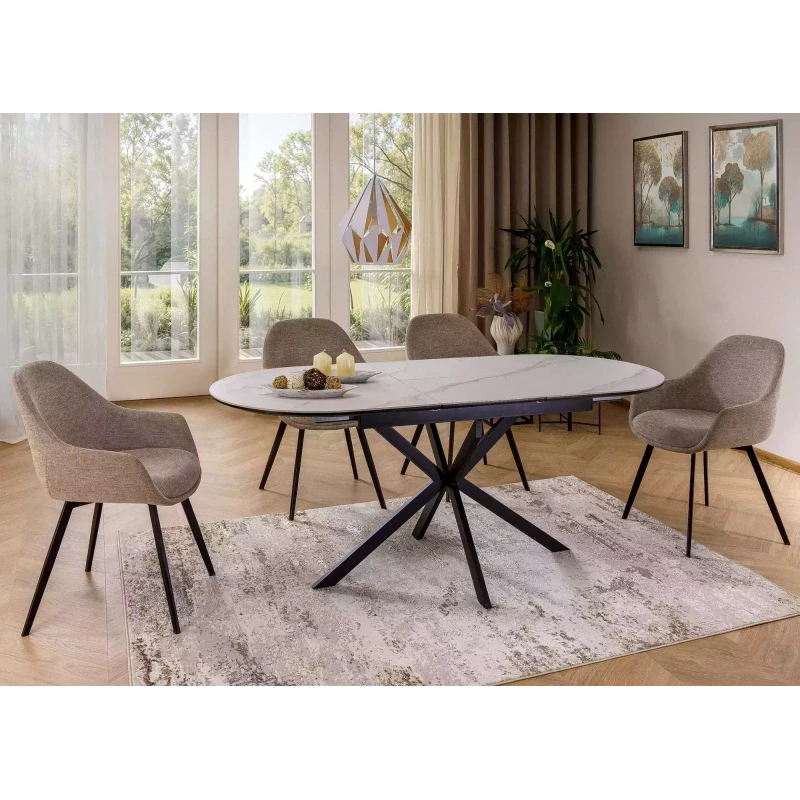 Rozkládací jídelní stůl EVELIO - bílý / černý