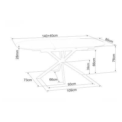 Rozkládací jídelní stůl EVELIO - bílý / černý