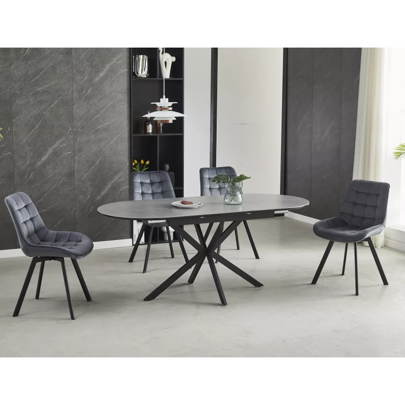 Rozkládací jídelní stůl EVELIO - šedý / černý