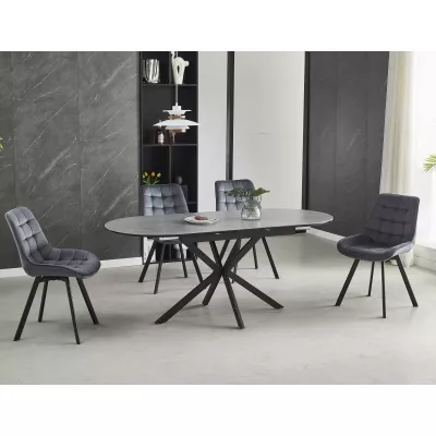 Rozkládací jídelní stůl EVELIO - šedý / černý